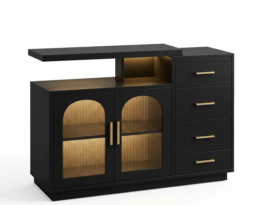 The Lumina Glass-Arch Premium Floating Coffee Station & Showcase Set