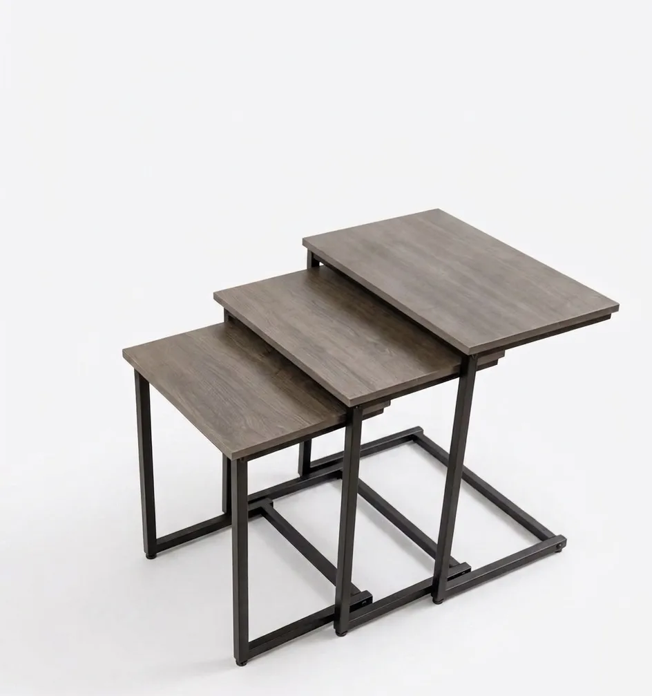The Metro Industrial Rectangular Nesting Side Table Set