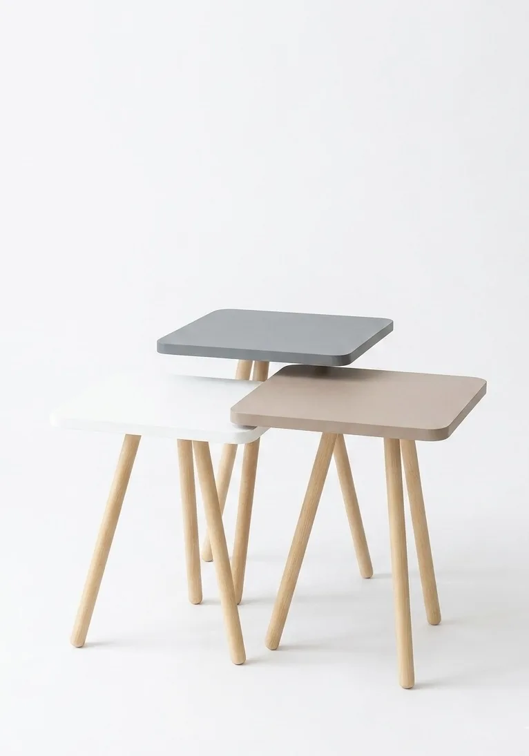 The Nordica Pastel Minimalist Square Nesting Table Trio