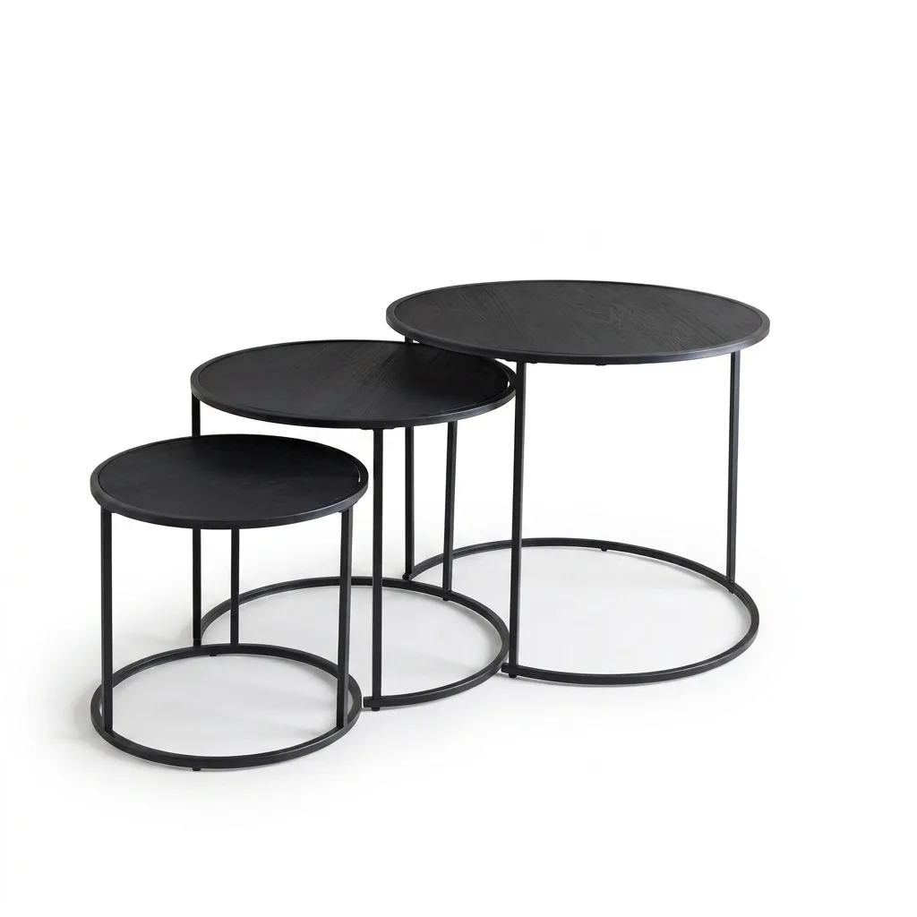 Modern Industrial Circular Nesting Side Tables (Set of 3)