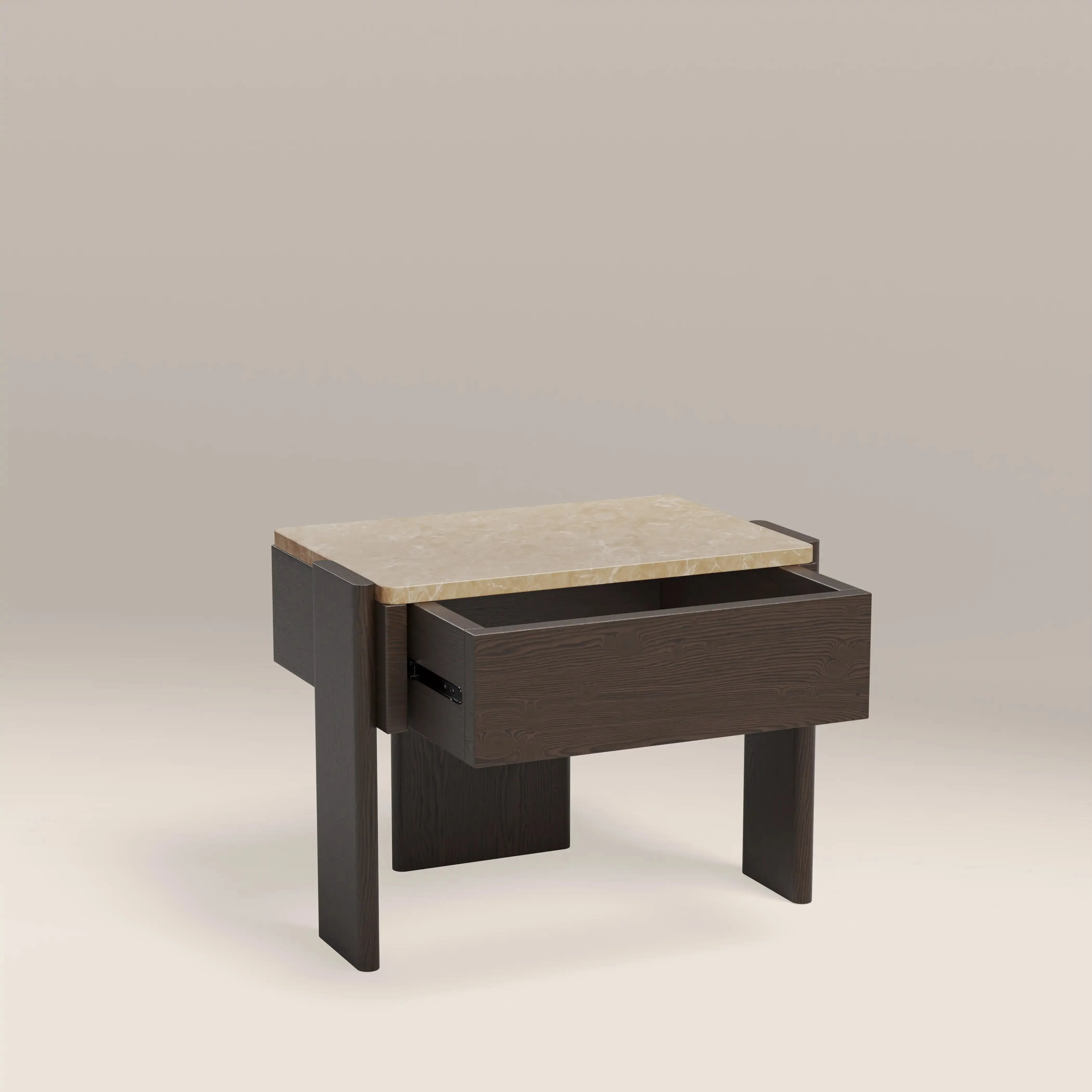 The Travertine-Top Architectural Nightstand ( Set of two )