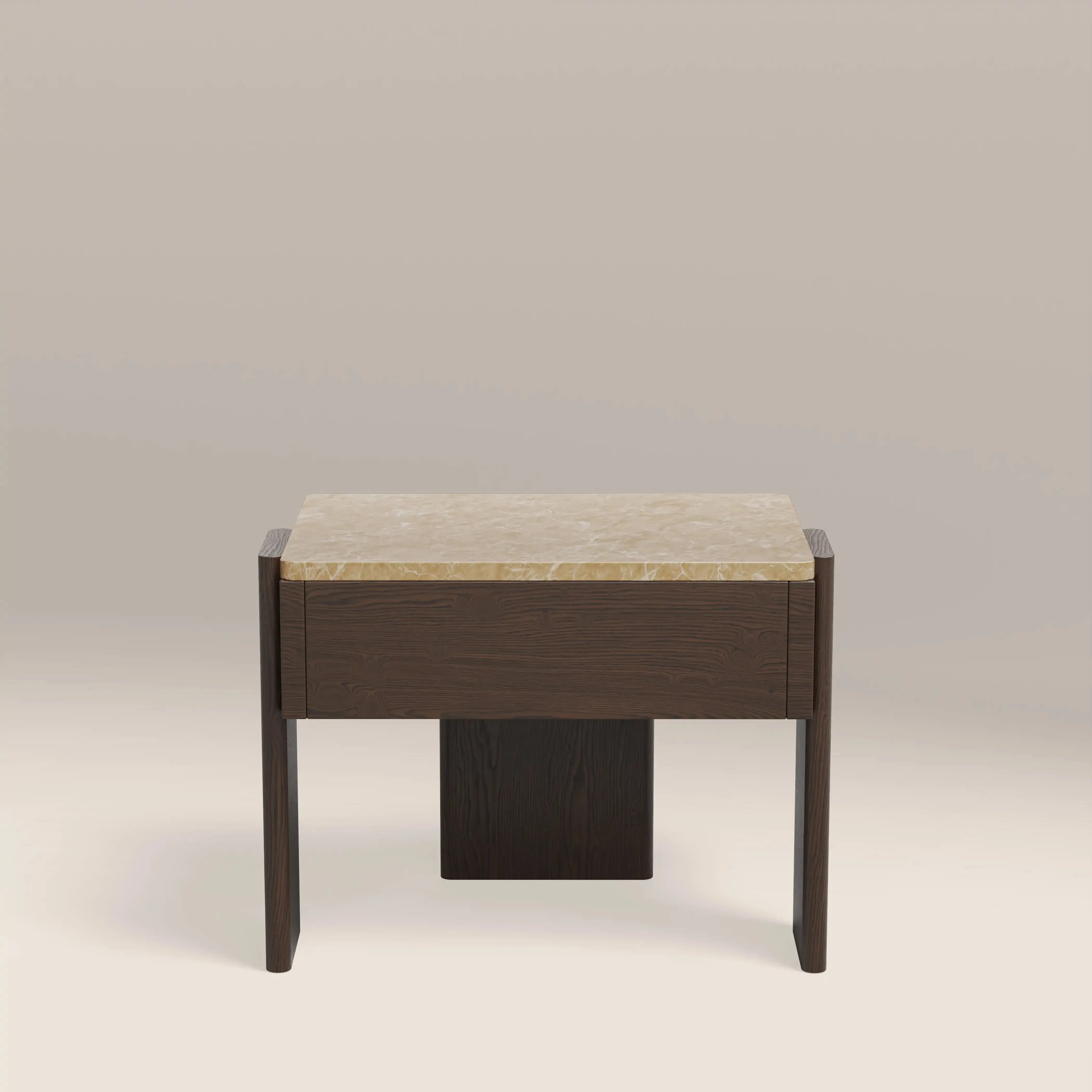 The Travertine-Top Architectural Nightstand ( Set of two )
