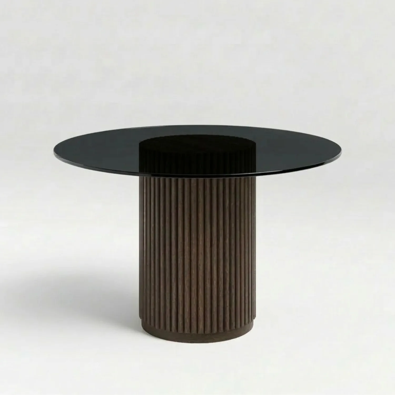 The Column 4 Seat Glass Round Dining Table 120 cm