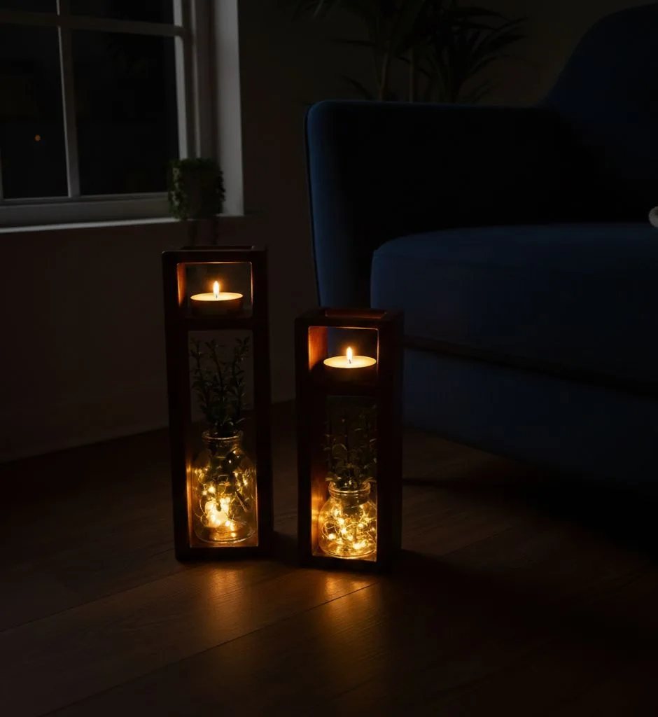 Modern Wooden Candle Holder ( Set of two )