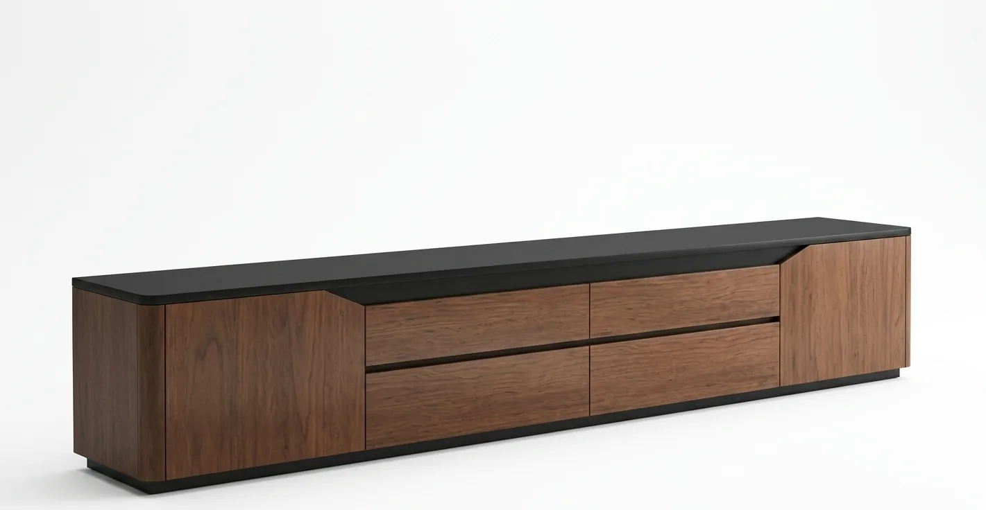 Modern Executive Dual-Tone Low-Profile TV Media Console
