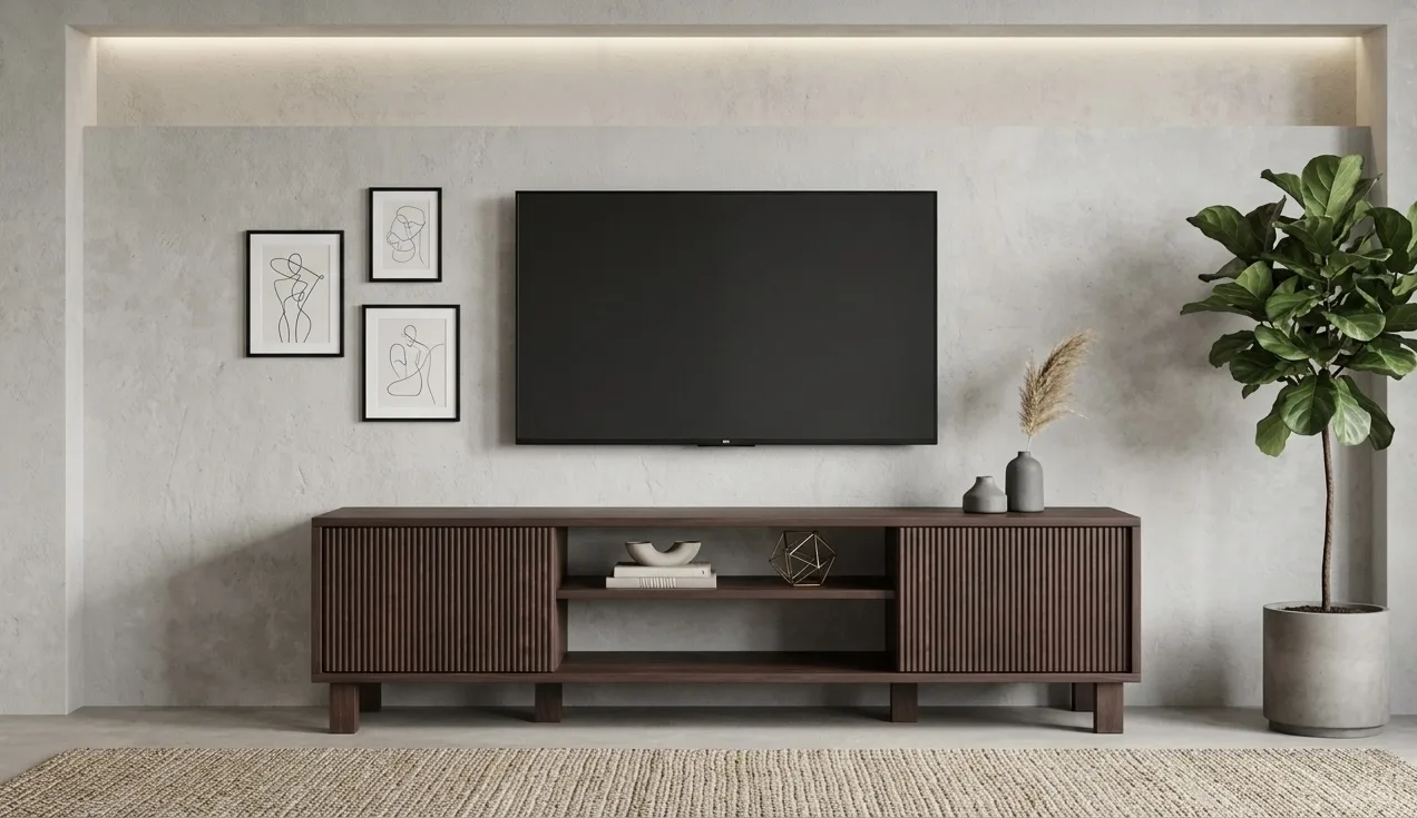 Modern Executive Dark Walnut TV Console