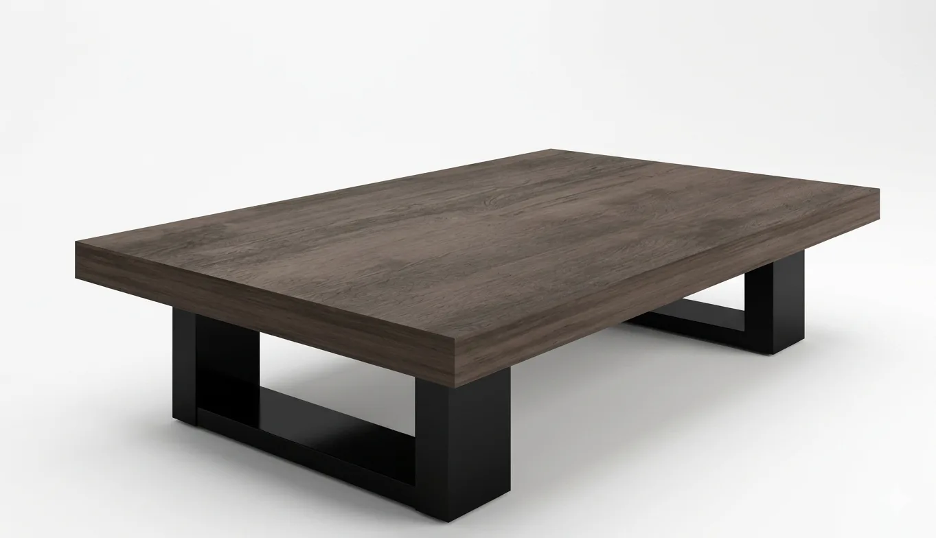 Modern Low-Profile Rectangular Coffee Table with Heavy Sled Legs