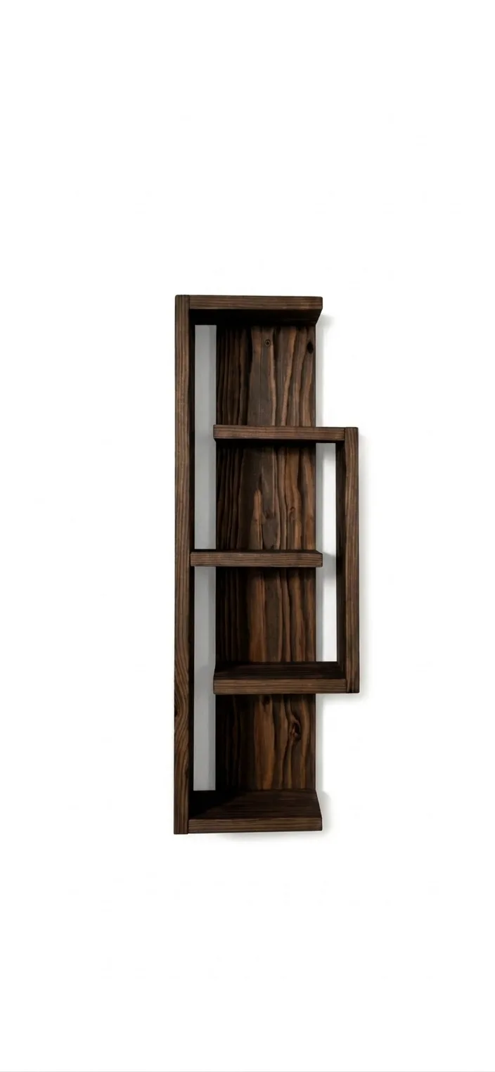 Modern Geometric Interlocking Wooden Floating Wall Shelf Unit
