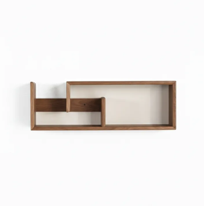Modern Scandinavian Interlocking Geometric Horizontal Floating Wall Shelf
