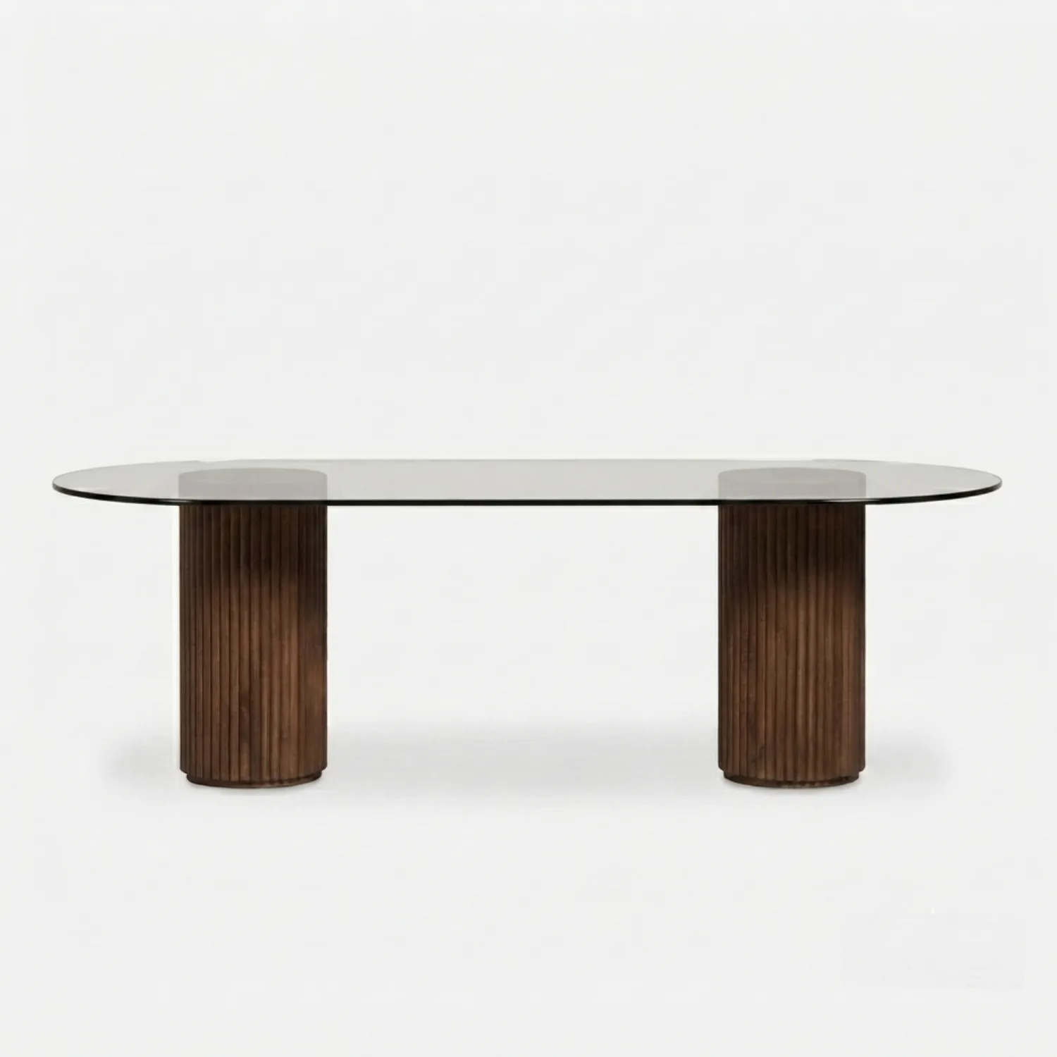 The Reeded 6 seat Glass Oval Dining Table