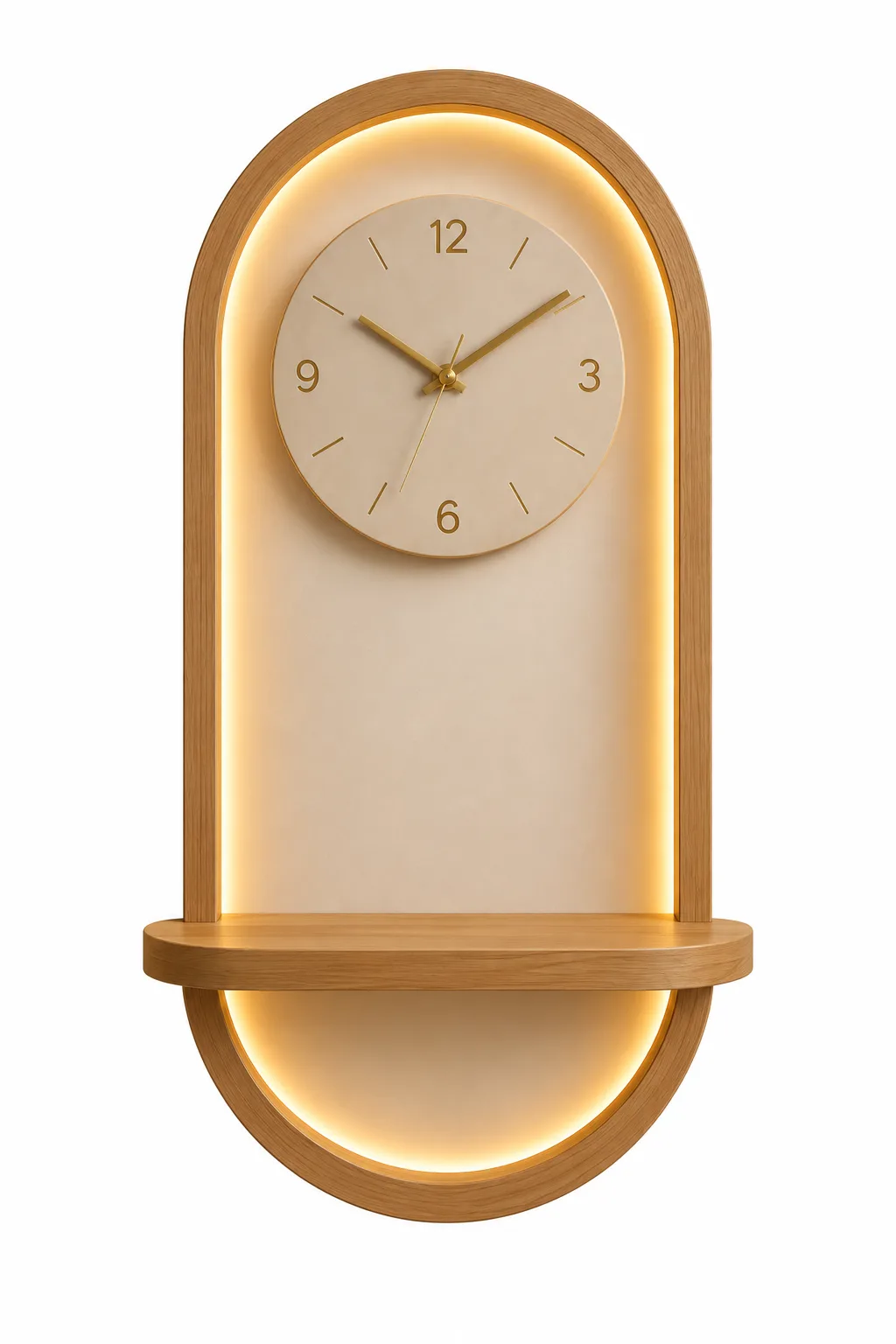 Aria Illuminated Oak Shelf Clock