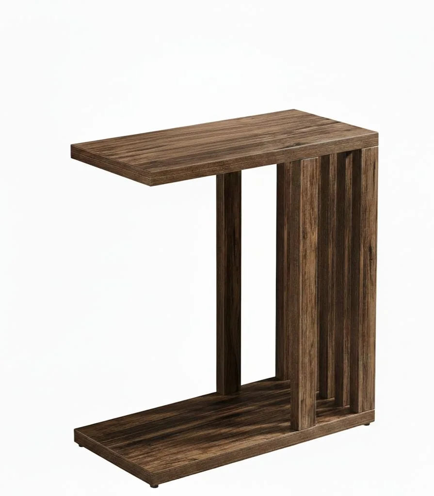 The Slatted C-Table – Modern Minimalist Space-Saving Sofa Side Table