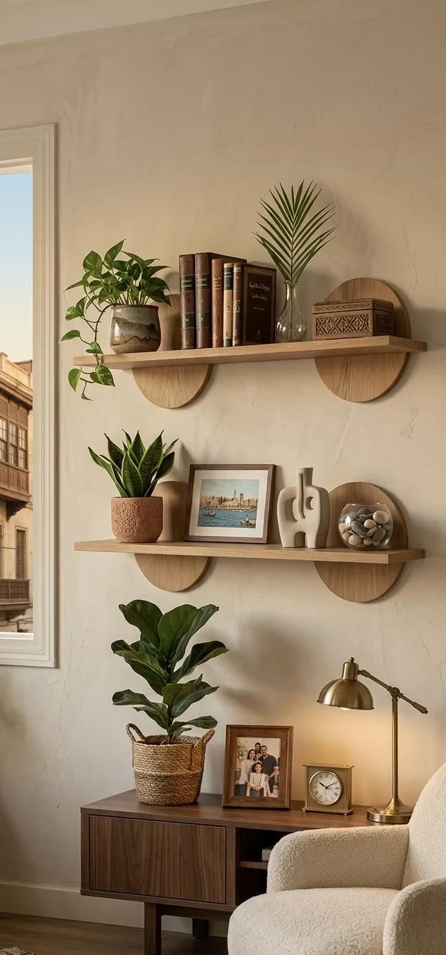 The Aura Dual-Arc Minimalist Wall Shelf Set of two