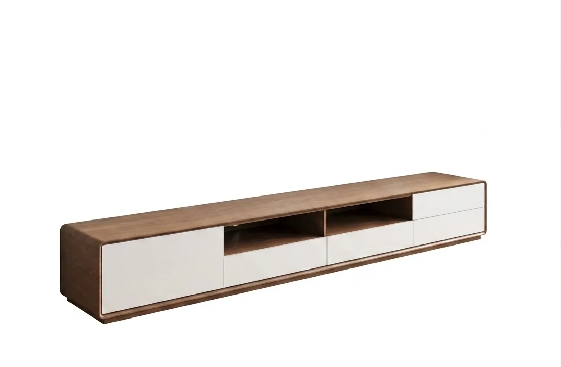 The Linear Block Floating Media Console & Shelving Set
