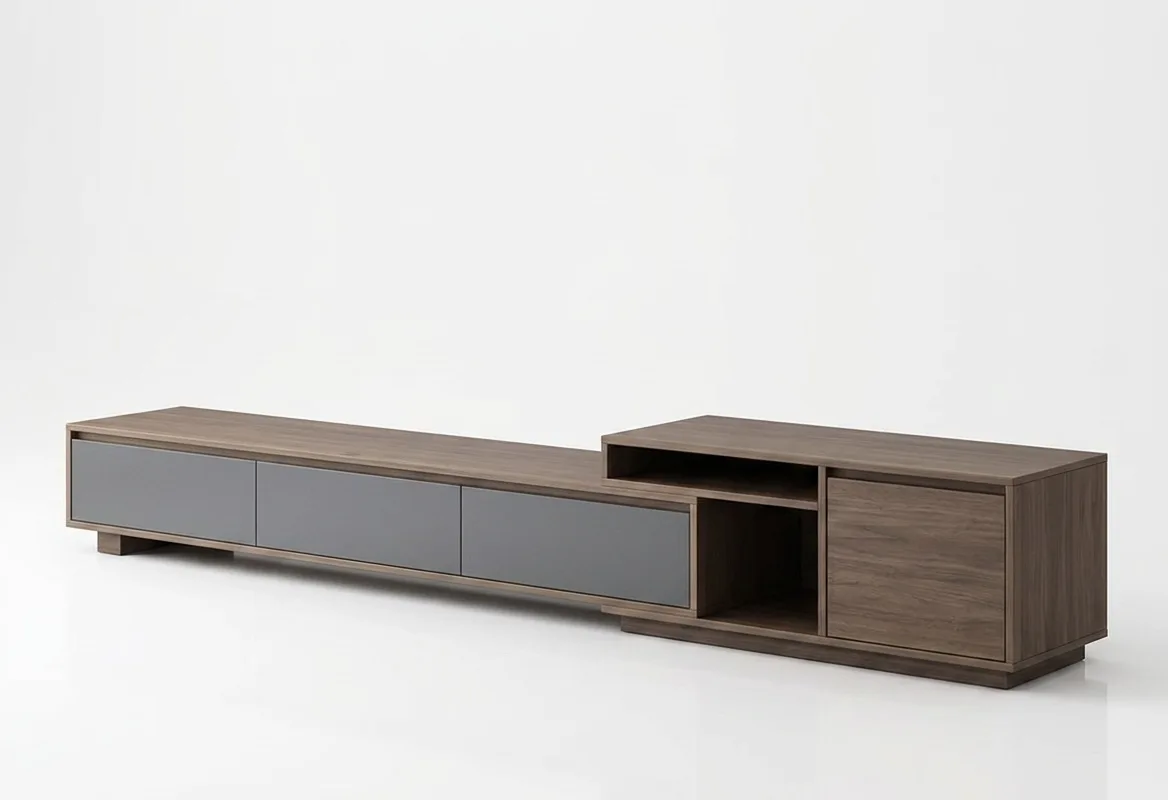 The Curve Arc Minimalist Floating Media Console & Shelving Set