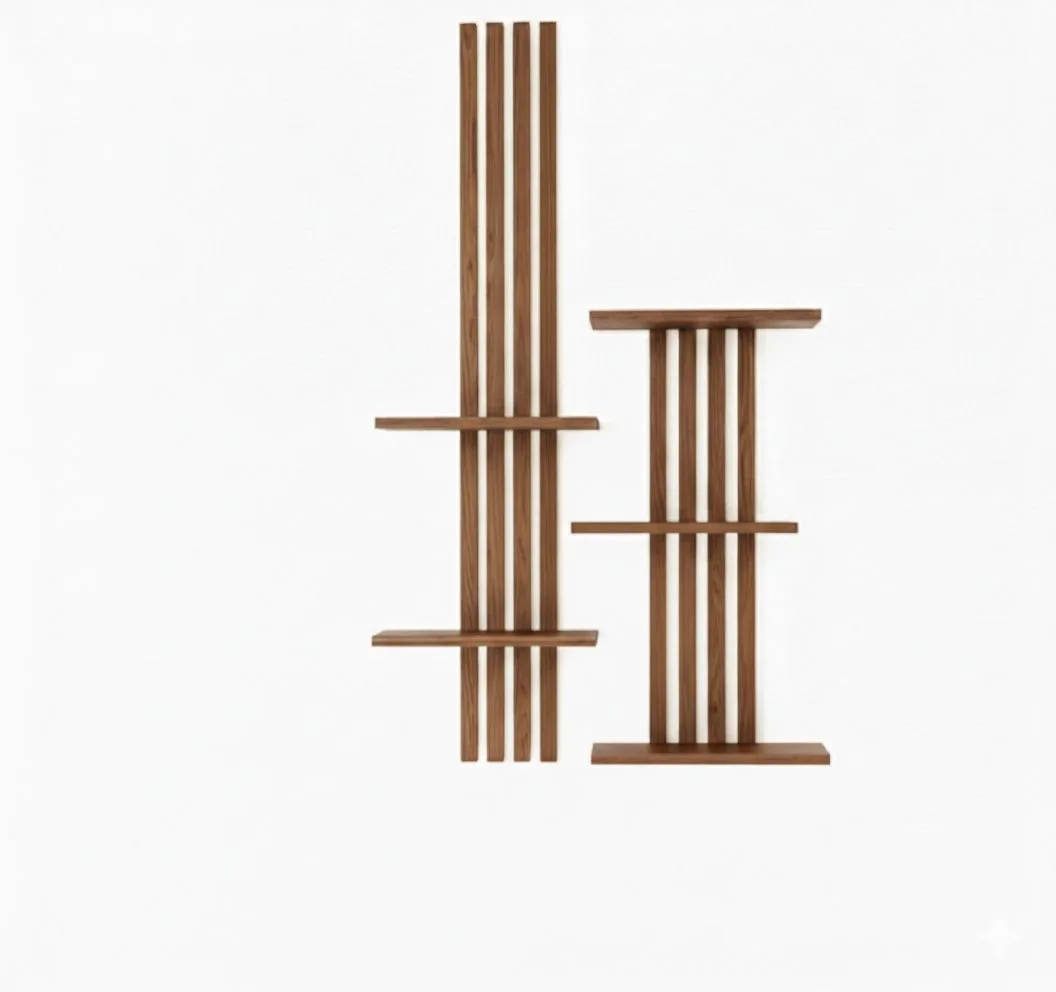 Linear Slatted Dual-Module Floating Shelf Set
