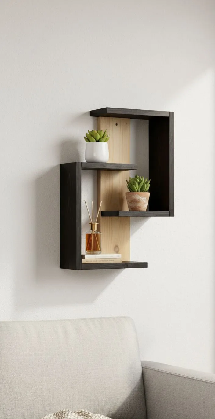 Geometric Interlocking Floating Shelf