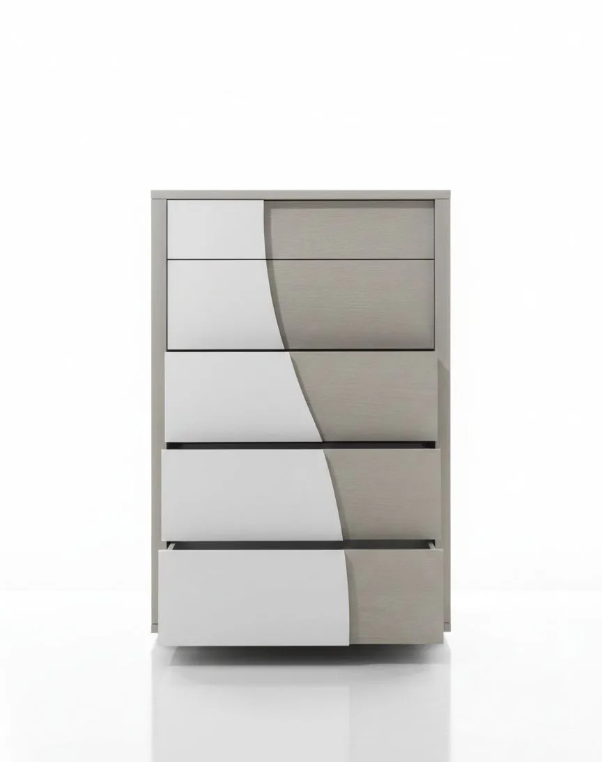 Waveflow Modern Dresser – Artistic 5-Drawer Vertical Chest