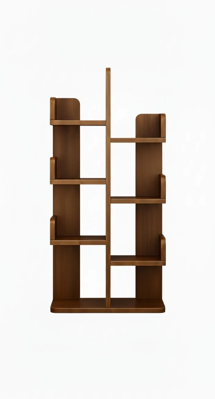 The Flow Modern Asymmetric Bookcase with Rounded Edges